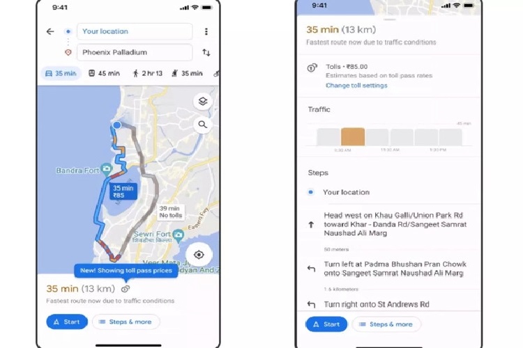 गूगल मैप्स ने भारत में टोल की कीमतों को प्रदर्शित करने के लिए फीचर पेश किया; विवरण यहां देखें