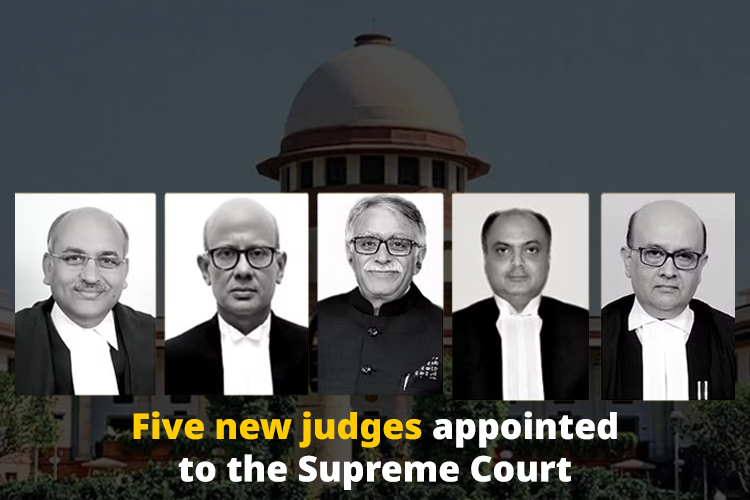 Five new judges appointed to the Supreme Court by the President of India.