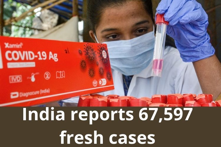 Covid Updates: India reports 67,597 fresh cases 