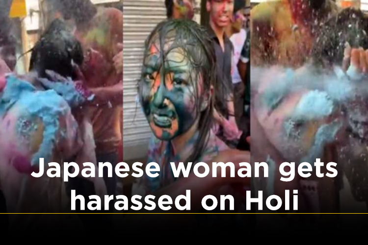 Video of a Japanese woman being harassed on Holi has gone viral: 3 held for molesting her.