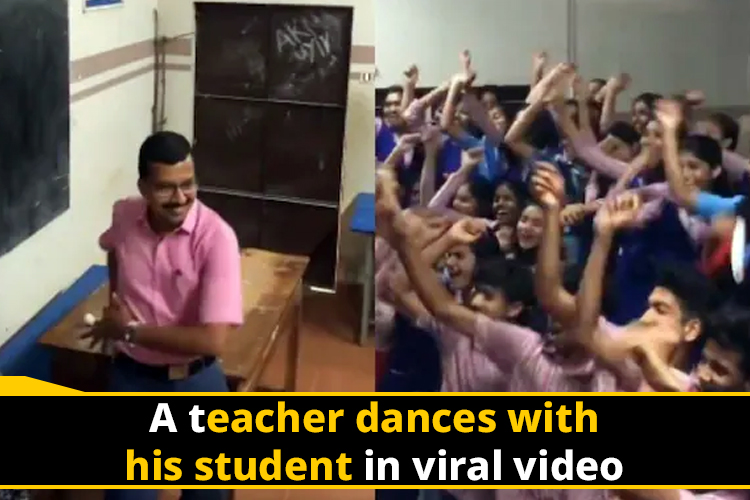 A video of a teacher dancing on the song ‘patli kamariya mori’ with students has gone viral.