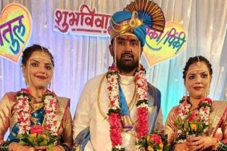 Viral video: Twin brides wed same groom in Maharashtra.