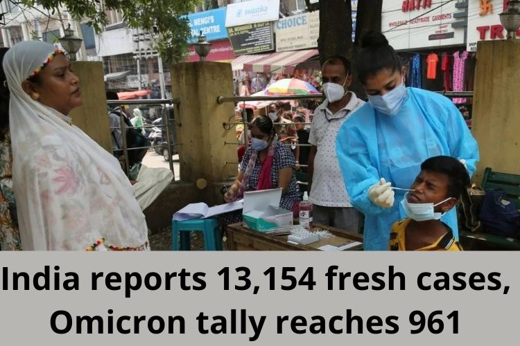 Covid Updates: India reports 13,154 fresh cases, Omicron tally reaches 961 