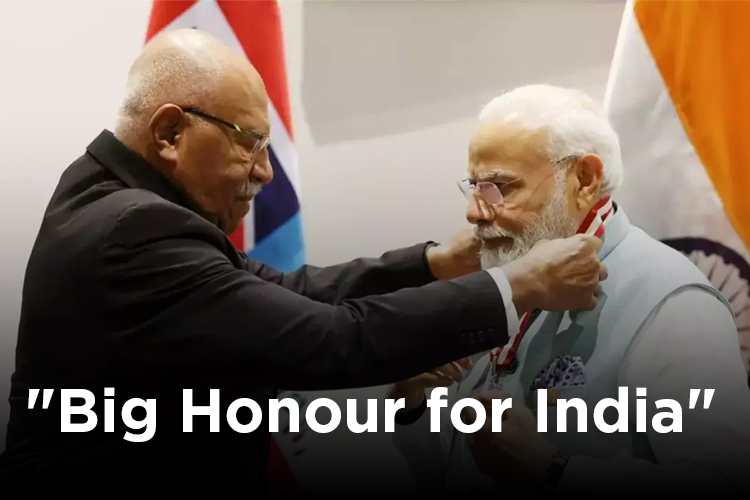 PM Modi  was conferred with Fiji's highest , 'Companion of the Order', honour